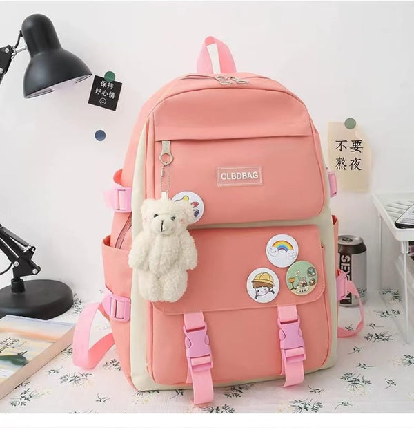 Mochila Kawaii Urbana Set Completo Rosa